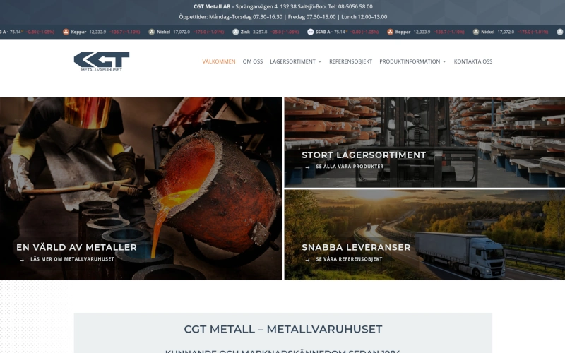 CGT — företagswebb B2B inom stål